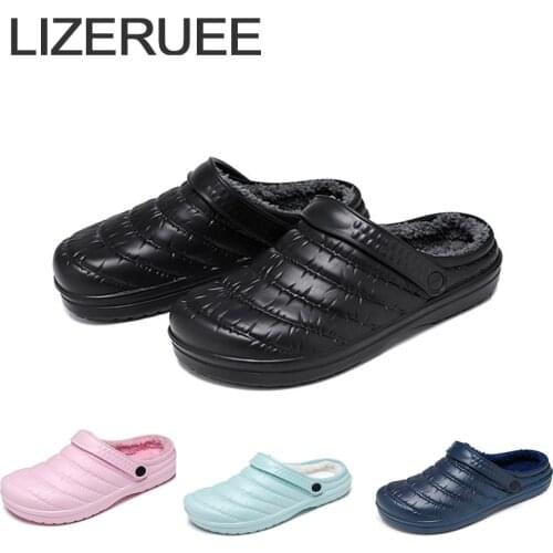 2021New Winter Slippers Warm Men Shoes Women Non-Slip Plush Cotton Indoor Outdoor Cozy Home Slippers Thick Heel Big Size 46