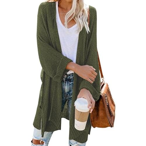 2022 Autumn and Winter New Loose High-quality Womens Knit Sweater Long Split Open Sleeves Casual Cardigan Sweater S-2xl