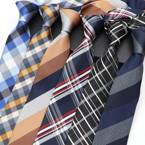 New Jacquard Woven 6cm Tie For Men Classic Check Ties Polyester Mens Necktie Business Wedding Party Formal Neck Tie Accessories