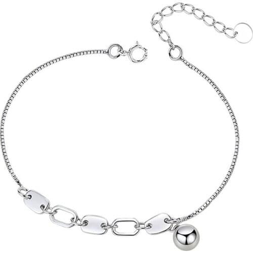 New S925 Sterling Silver Simple Punk Chain Bracelet Womens Bracelet