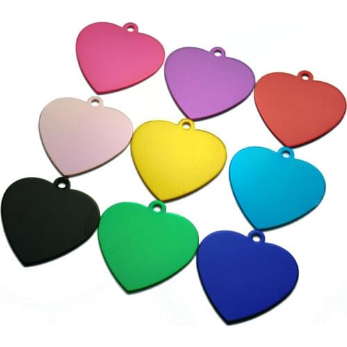 Wholesale 20pcs Heart Shape Pet Tags ID Cumstom Personalized Dog Cats ID Tags Engeraved For Dog Cat Name Charm ID Tag Collar Pet