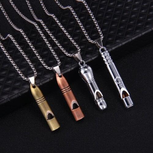 Retro Trend Can Blow The Whistle Necklace For Men And Women Hip-Hop Personality Flute Pendant Hanging Fashion Couple Jewelry