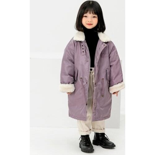 Children Coat Thickened Medium And Down Long Solid color Overcoat Kids Jackets for Girls Down Coat Clothing 4-8 Y