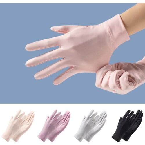 Summer Gloves for Women UV Sunscreen Breathable Ice Silk Gloves Casual Solid Color Thin Touch Screen Female Driving Gloves