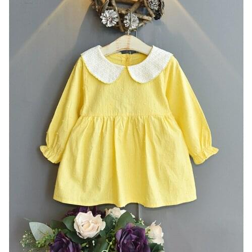 Girls' Contrast Collar Autumn Long-sleeved Princess Dress Flower Girl Dresses Kids Dresses for Girls Toddler Fall Clothes 2021