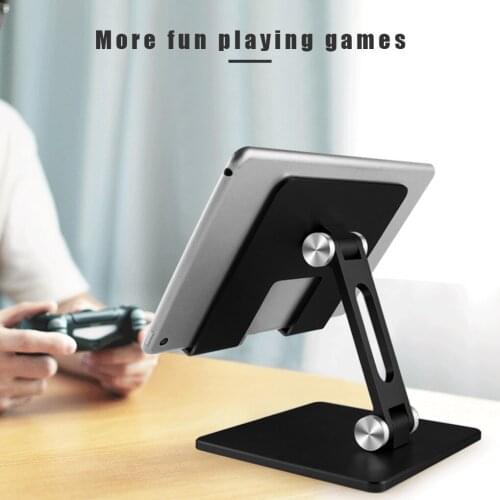 Tablet Bracket Alloy PC Desk Holder Adjustable Swivel Cell Phone Pad Stand Foldable Desk Holder, Black