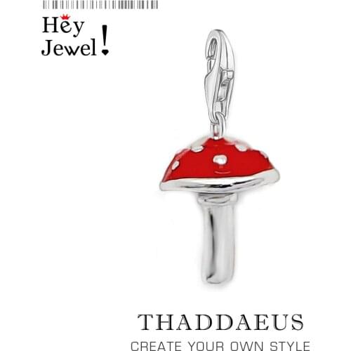 Red Mushroom Pendant Charm,2020 Spring European Style Fashion 925 Sterling Silver Lucky Gift Fit Europe Charm Bracelet For Women