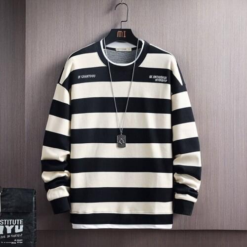 Casual Men Striped Sweatshirts 2021 Spring Autumn Fashion Mens Tops Hoodies Couple Outfit Hoodie Sweatshirts Streetwear Clothes