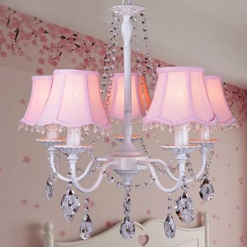Modern Pink Lamp Shade Crystal Chandelier Creative Home lighting for living room bedroom kids room 110V-260V light fixtures