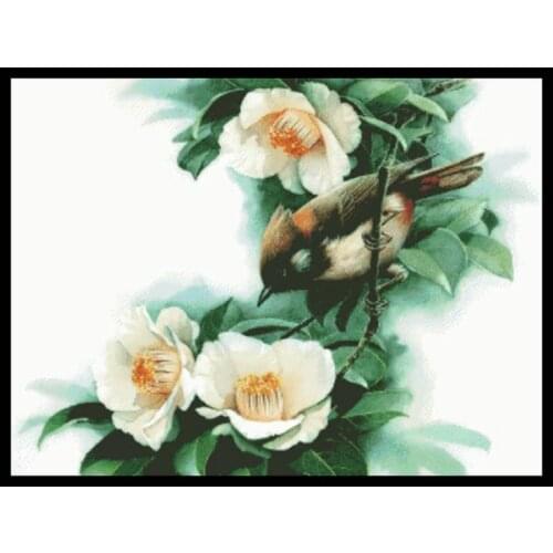 Bird On Flower Branch Counted Cross Stitch Kits Printed Big Size Canvas Embroidery Sets 11CT 14CT Sewing Needlework DIY Handmade