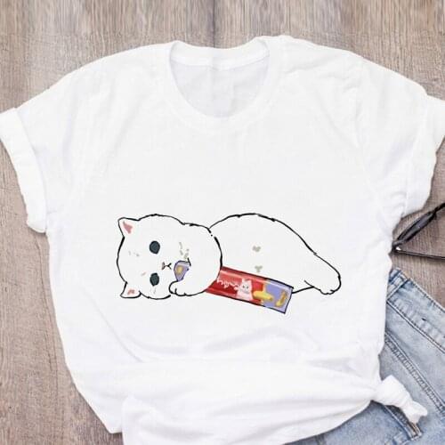 Cat T Shirt Cartoon Women Tshirt Cute Harajuku T-shirt Tee Kawaii Female Top Women Japanese Anime Tee Shirts Femme mujer camiset