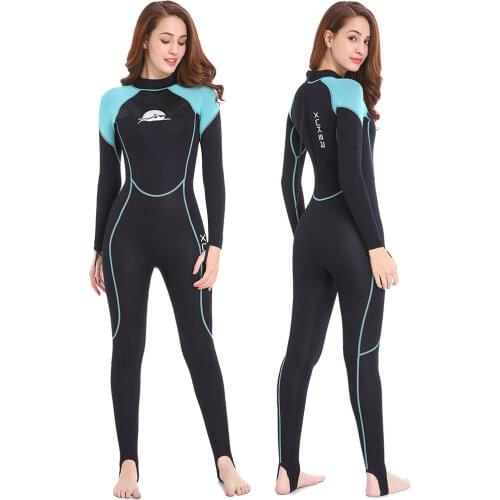 Womens 2mm Neoprene Wet Suits Full Body Wetsuit for Diving Snorkeling Surfing Swimming Canoeing in Cold Water Back Zipper Strap