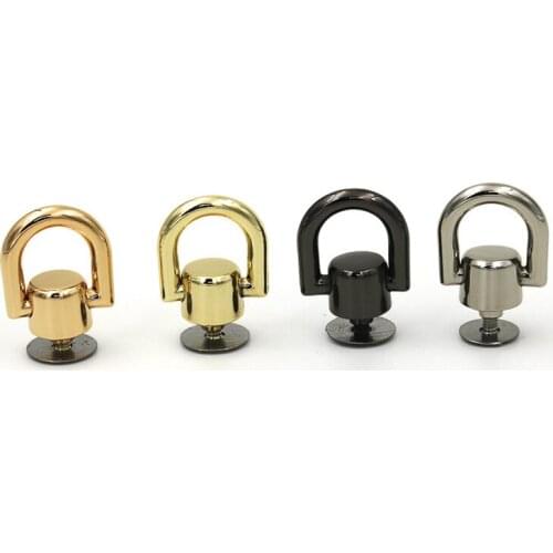 Metal Round Ring Stud Side Clip Bag Screw Nail Rivet Strap Connector Hang Buckle DIY Purse Leather Accessories