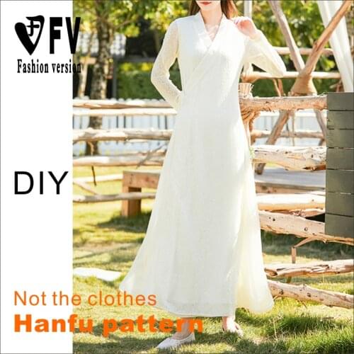 Hanfu pattern womens clothing cross-neck side open dress garment sewing structure drawing 1:1 pattern physical object BHF-010