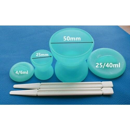 1Set Dental Lab Self-solidifying Cups Silicone Mixing Cup with Lid Double-Headed