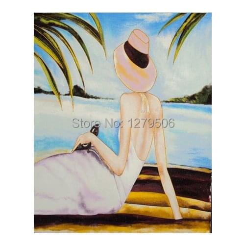 100% Hand-Painted Oil Paintings on Canvas Wall Art Elegant Girl wall art picture beautiful girl oil paintings For Home Decor
