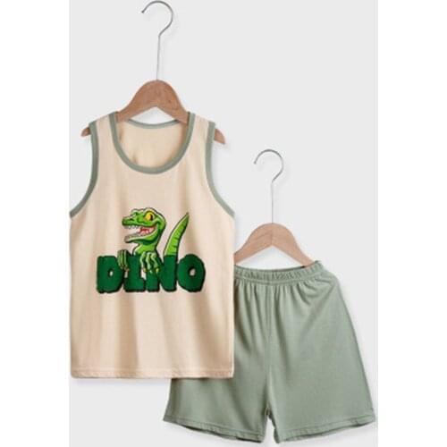 New Summer Baby Boys Girls Cartoon Vest Tops Shorts Pants Set Clothes Kids Cute Cotton 2PCS Children Pajamas Girls Clothing Suit