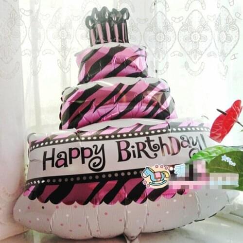 2018 Birthday Party Party Supplies Decorations Kids Decoration Birthday Cake Balloons Aluminum Foil Balloon Big Happy Printed