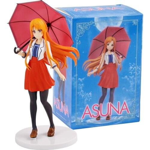 22cm Anime Sword Art Online To Love Ru lala Yuuki Asuna Casual Clothes An Umbrella Ver. PVC Action Figure Collectible Model Toys