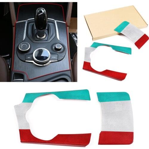 3-Color Real Carbon Fiber Central Control Cup Holder Panel Cover Trim Fit for Alfa Romeo Stelvio 2017-2019 Car Accessories