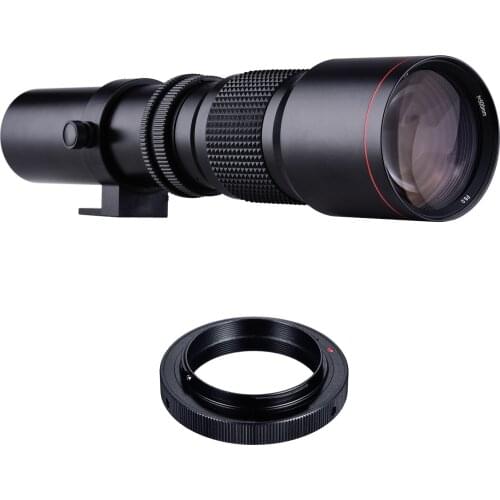 500mm F/8.0-32 Super Telephoto Lens Manual Zoom + T-Mount to F-Mount Adapter Ring Kit for Nikon D3300 D3400 D3500 D5300 D5500