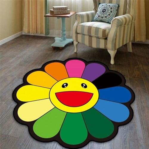 80cm Sun Flowers Skid Resistance Carpet Home For Bedroom Of The Bed Decoration