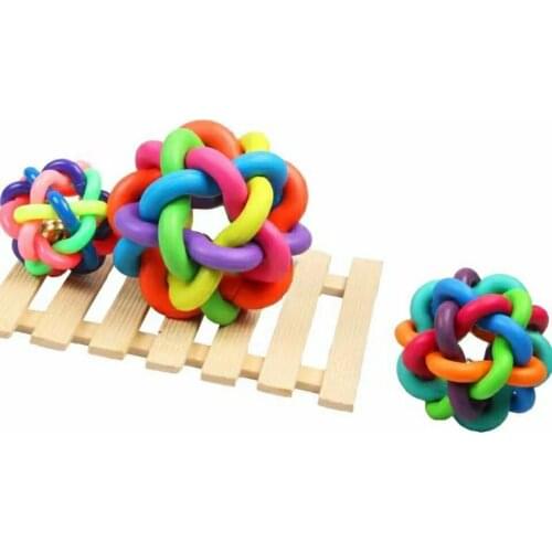 9.5cm Color Woven Ball Dog Puppy Cat Pet Bell Sound Ball Color Rubber Plastic Fun And Interesting Pet Toy Supplies
