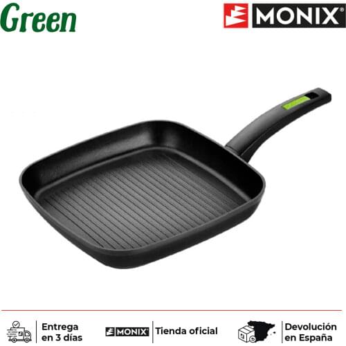 Monix Green - Sarten Grill with 28 cm forged aluminium stripes for gas cooker, hob and induction