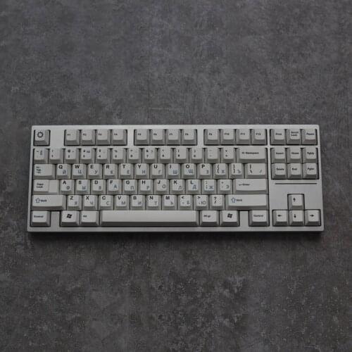 White Blue Russian Keycaps PBT DYE Sublimation Cherry Profile Keycap For MX Switch Mechanical Keyboard With 6.25U 7U Spacebar