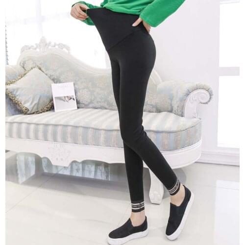 Pregnant womens pants autumn and winter fashion wild Korean version of the feet pants stretch thin stomach lift pants
