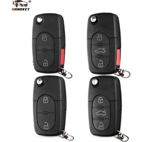 Dandkey 2 3 4 2+1 3+1 CR1620 Battery Holder Key Shell For Audi A2 A3 A4 A6 Old Models 2 Button Flip Folding Remote Key Case