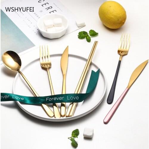 Nordic Stainless Steel Coffee Dessert Spoon Non-slip Long Handle Western Steak Knife and Fork Kitchen Accessories Classic gift