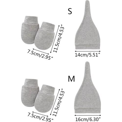 Baby Anti-scratching Gloves Knotted Hat Set Newborn Mittens Warm Beanie Kit