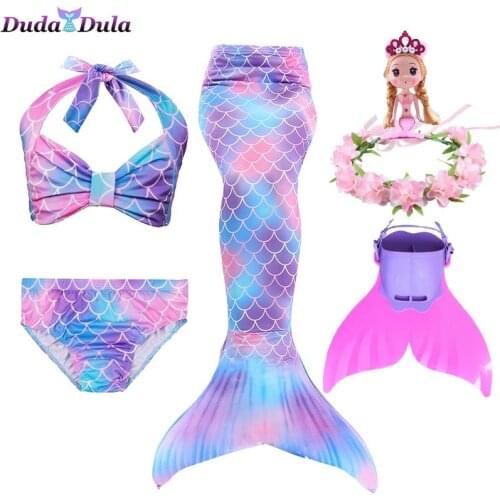5PCS Mermaid Tails Monofin childrens fantasy princessMermaid Dress Toddler carnival costume for children anime cosplay costumes