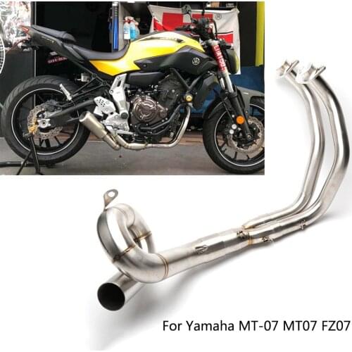 For Yamaha MT-07 MT07 FZ07 Exhaust Pipe Motorcycle Full Exhaust System Slip On Header Mid Link Pipe Stainless Steel Silver