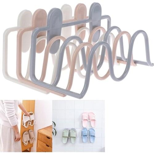Double-Layer Shoes Rack Shoe Racks Storage Organizer Wall Mount Slippers Hanging Shelf Slipper Rack Holder Shoes Organizer