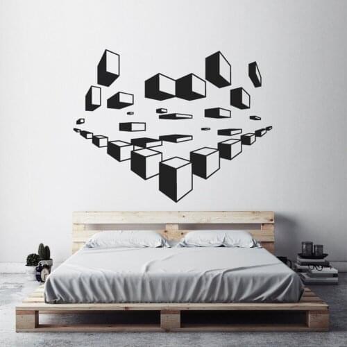Geometric Cube Wall Sticker Creative Office Home Wall Vinyl Decal Geometry Artist Wall Poster 3D Imagine Design Wall Mural AC075