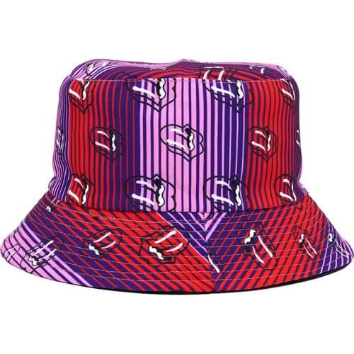 LDSLYJR Cotton Fashion Joker Lips Print Bucket Hat Fisherman Hat Outdoor Travel Hat Sun Cap Hats for Men and Women 364