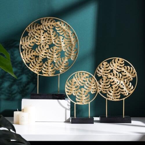 Artificial Turtle Leaf Wrought Metal Leaves Crafts Decoration Home Living Room European Decorative Plant Decorative Figurines