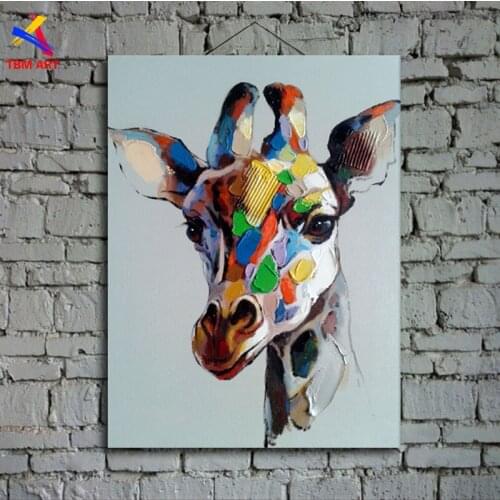 Giraffe Picture Hand Painted Modern Abstract Oil Painting On Canvas Wall Art Gift for Living Room Decoration No Framed CT002