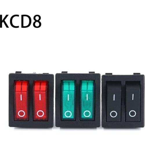 KCD8 6PIN Rocker Switch Power Switch Duplex ON-OFF 2Position 6 Pins With Light 16A 250VAC/ 20A 125VAC
