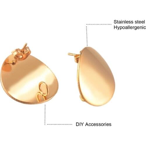 Stainless Steel Women gold tone DIY round stud earring Makings fashion tassel earrings findings jewelry Dropship,Hypoallergenic