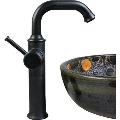 Kitchen Wet Bar Bathroom Vessel Sink Faucet Black Oil Rubbed Bronze One Handle Swivel Spout Mixer Tap Single Hole msf092