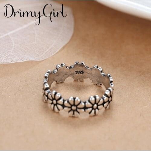 Personality Simple Big Open Flower Ring Geometric Finger Rings For Women Gothic Punk Jewelry Gifts 2021