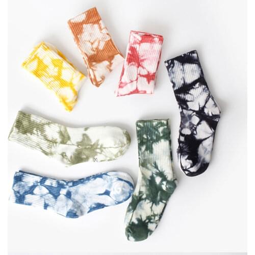 Cute Harajuku Hip Hop Sport Sock Cotton Skateboard Running Crossfit Sock Women Colorful Psychedelic Graffiti Tie dye Socks
