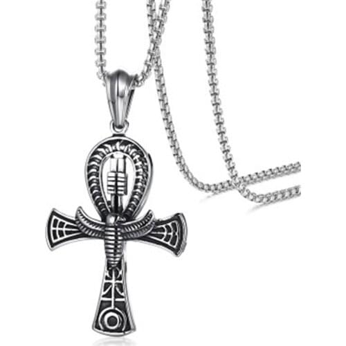 Prayer Jewelry Gift Choker Charm Stainless Steel Chian New Fashion Pendant Cross Egyptian Ankh Life Symbol Necklace