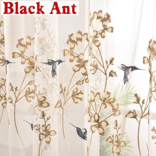 Nordic Fashion Bird Curtain For Living Room Net Natural Fabric Sheer Curtain For Bedroom Soft Voile Mesh Drape X688#40