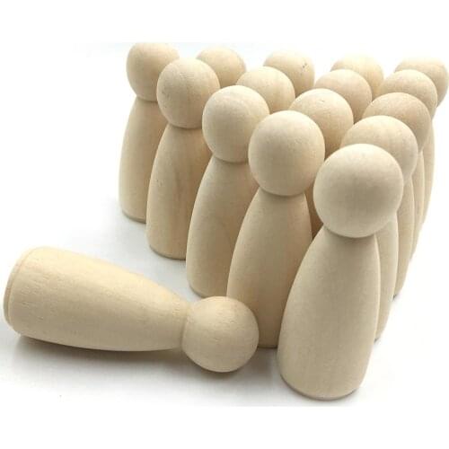 2019 new wooden doll DIY chess token wooden doll painted color snowman tree doll Green doll puppet