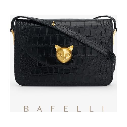 BAFELLI ORIGINAL DESIGNER BRAND CAT 2021 NEW ARRIVAL WOMEN MESSENGER BAG FASHION SHOULDER BAG BOXY PURSE CROCODILE GRAIN LEATHER