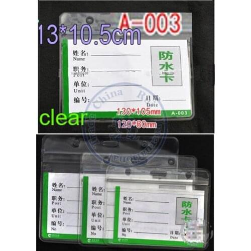 Size large 13*10.5cm soft ID Badge Holders PVC Waterproof name card case certificate plastic vertical